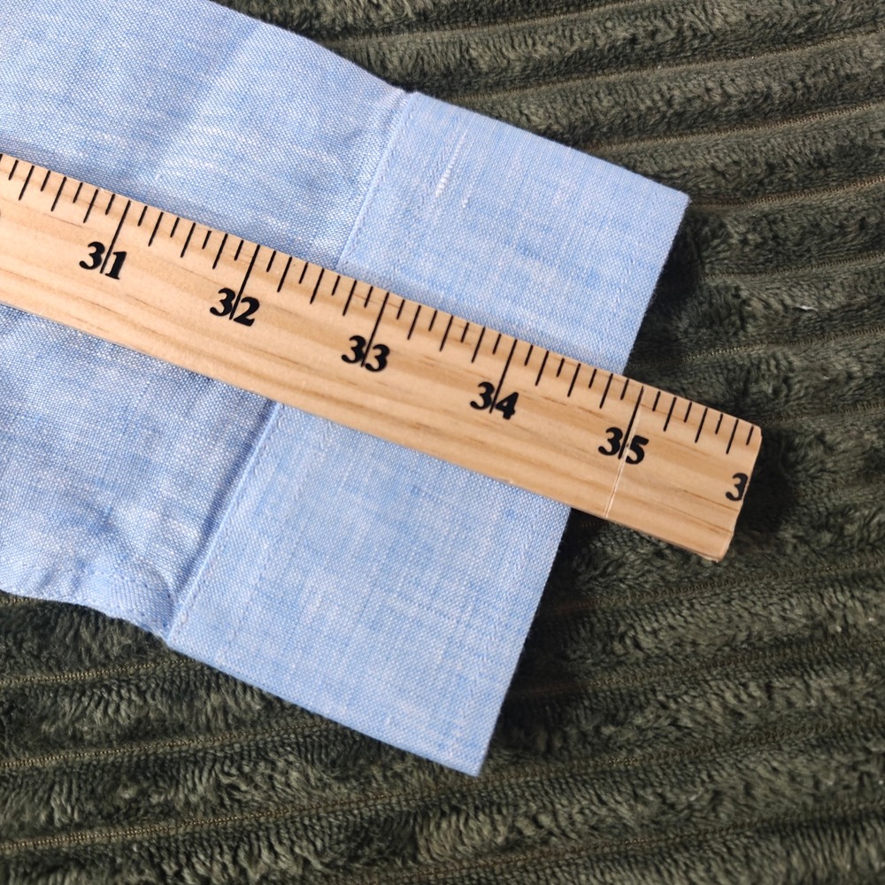 Collars & Co Mens Light Blue 100% Linen Long Sleeve Button Down Shirt Size L - Picture 9 of 15